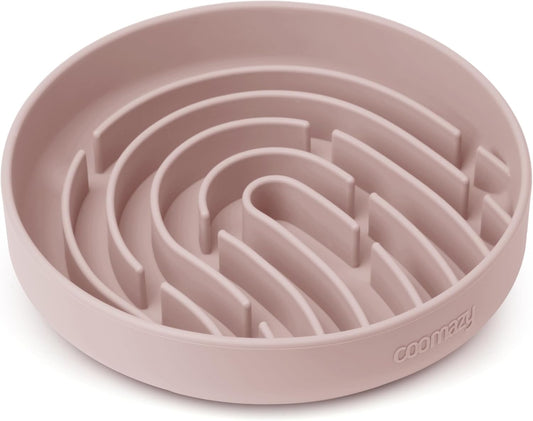 Coomazy Large Silicone Slow Feeder Dog Bowls, Interactive Puzzle Toy for Pets Food Training, Keeps Dogs Busy, Prevents Puppy Overeating (Dusty Pink, Large: 3.2Cup)