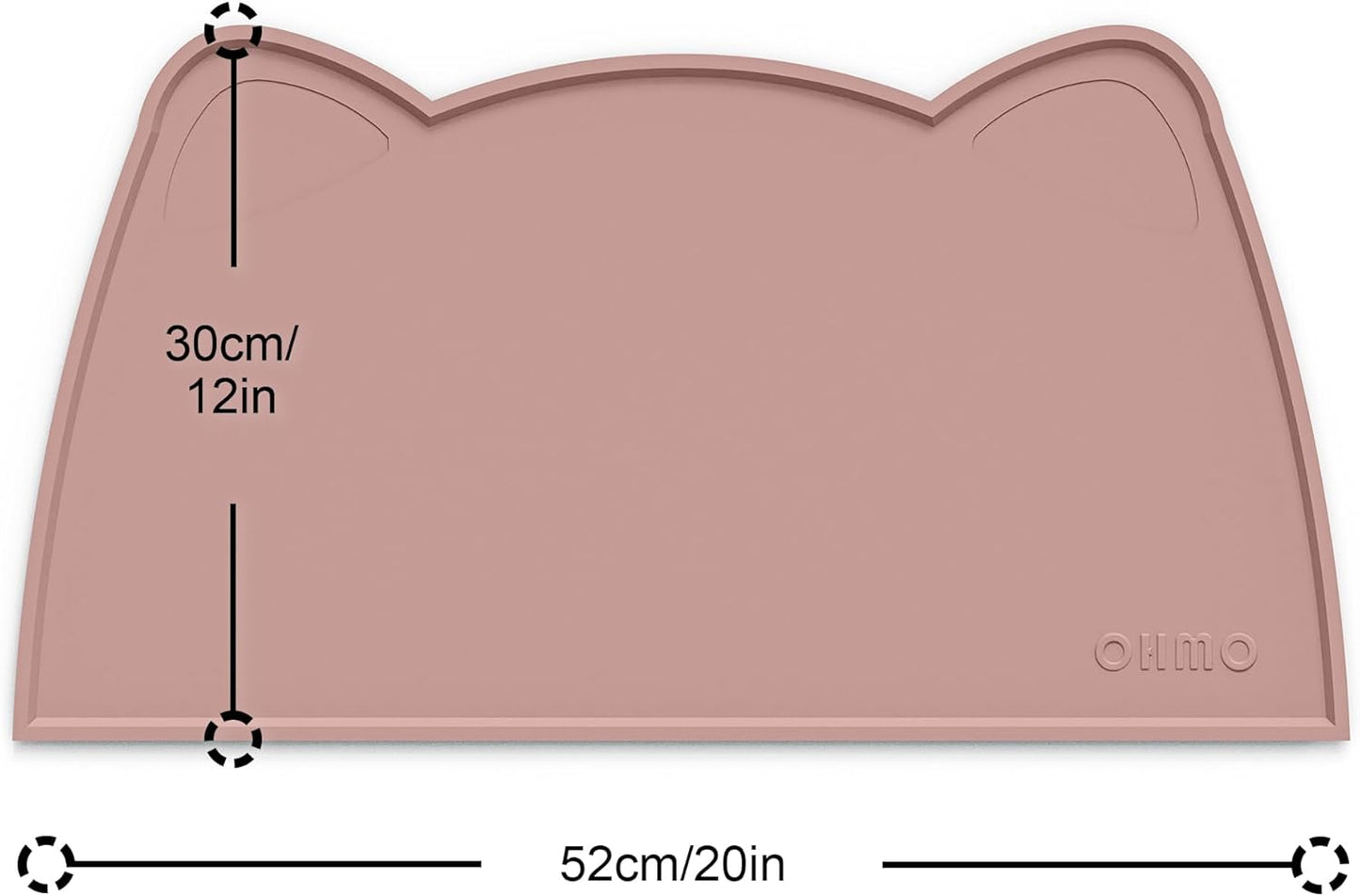 OHMO - Cat Food Mat, Silicone Pet Feeding Mat for Floor Non-Skid Waterproof Dog Water Bowl Tray, Easy to Clean Pet Placemat(Rose, 20 * 12")