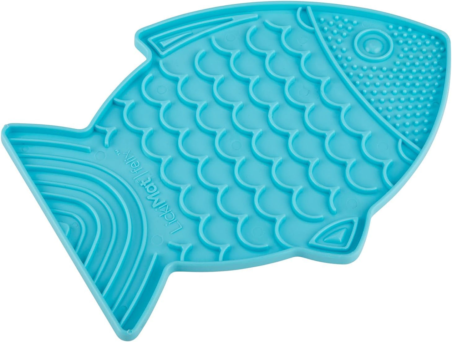 LickiMat Felix, Fish-Shaped Cat Slow Feeders Lick Mat, Boredom Anxiety Reducer; Perfect for Food, Treats, Yogurt, or Peanut Butter. Fun Alternative to a Slow Feed Cat Bowl or Dish, Turquoise