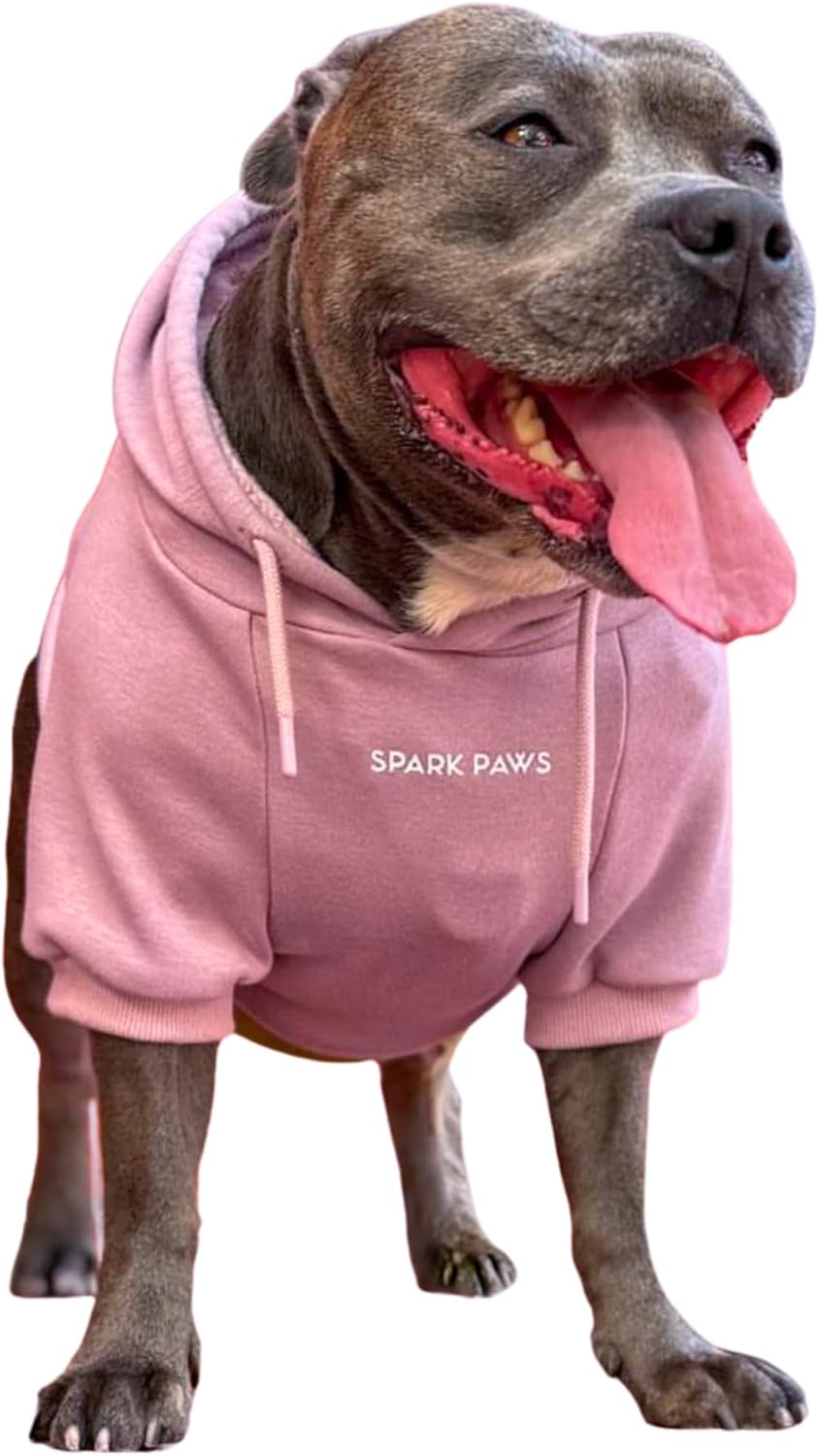 Spark Paws Dog Hoodie – Premium Dog Sweater for Small, Medium, and Large Dogs | Warm Outfits for French Bulldogs, Pitbull, Puppy, Winter Jacket Alternativee - Dusty Pink - 5XL