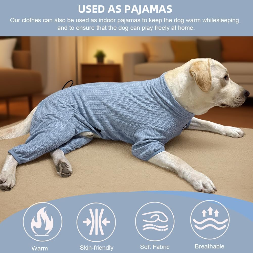 Dog Pyjamas Sweater Clothing and Loungewear Suitable for Small to Medium Breeds of Dogs, Dog Neutering Suits, Extra-Large Stretch Fabric, Four-Legged Dogs Clothes Pyjamas (Sweater Blue, L)