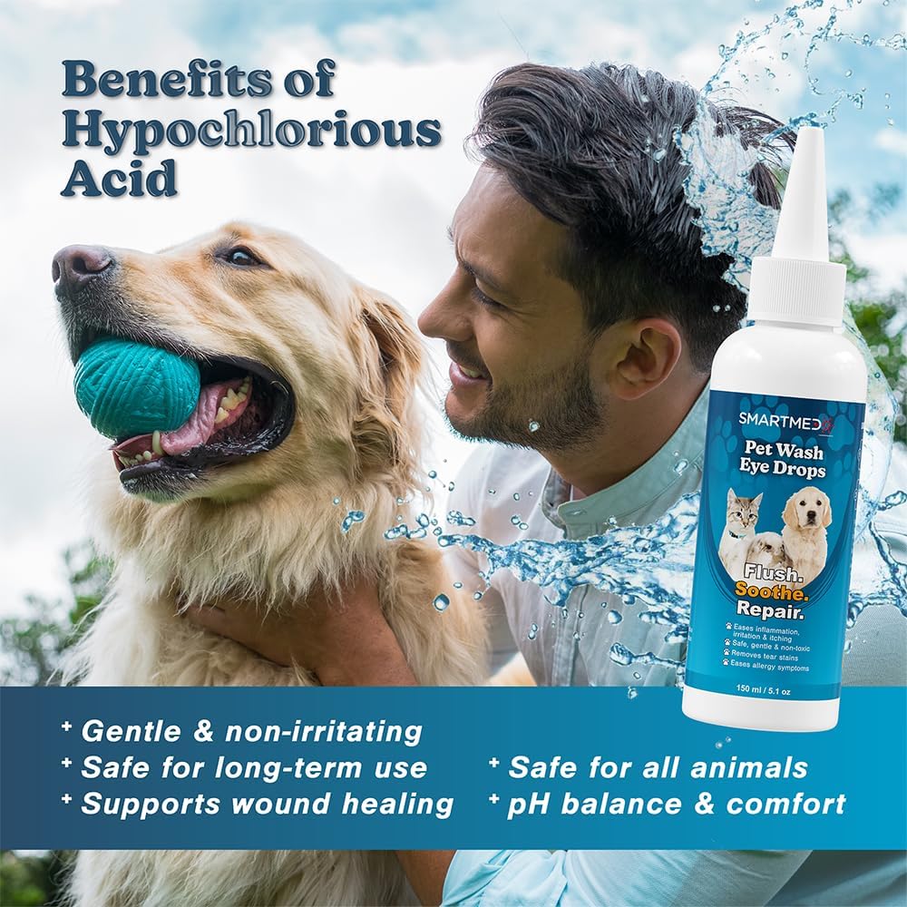 Large Pet Eye Wash 5.1 oz Gentle Eye Irritation Solution for Pets – Removes Dirt, Debris & Tear Stains – Safe for Daily Use