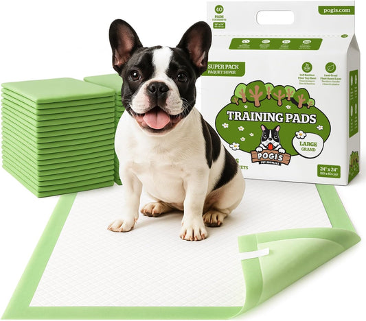 Pogi’s Dog Pads with Sticky Tabs – Large, Super Absorbent, Odor Blocking, 20-Count (24x24in)