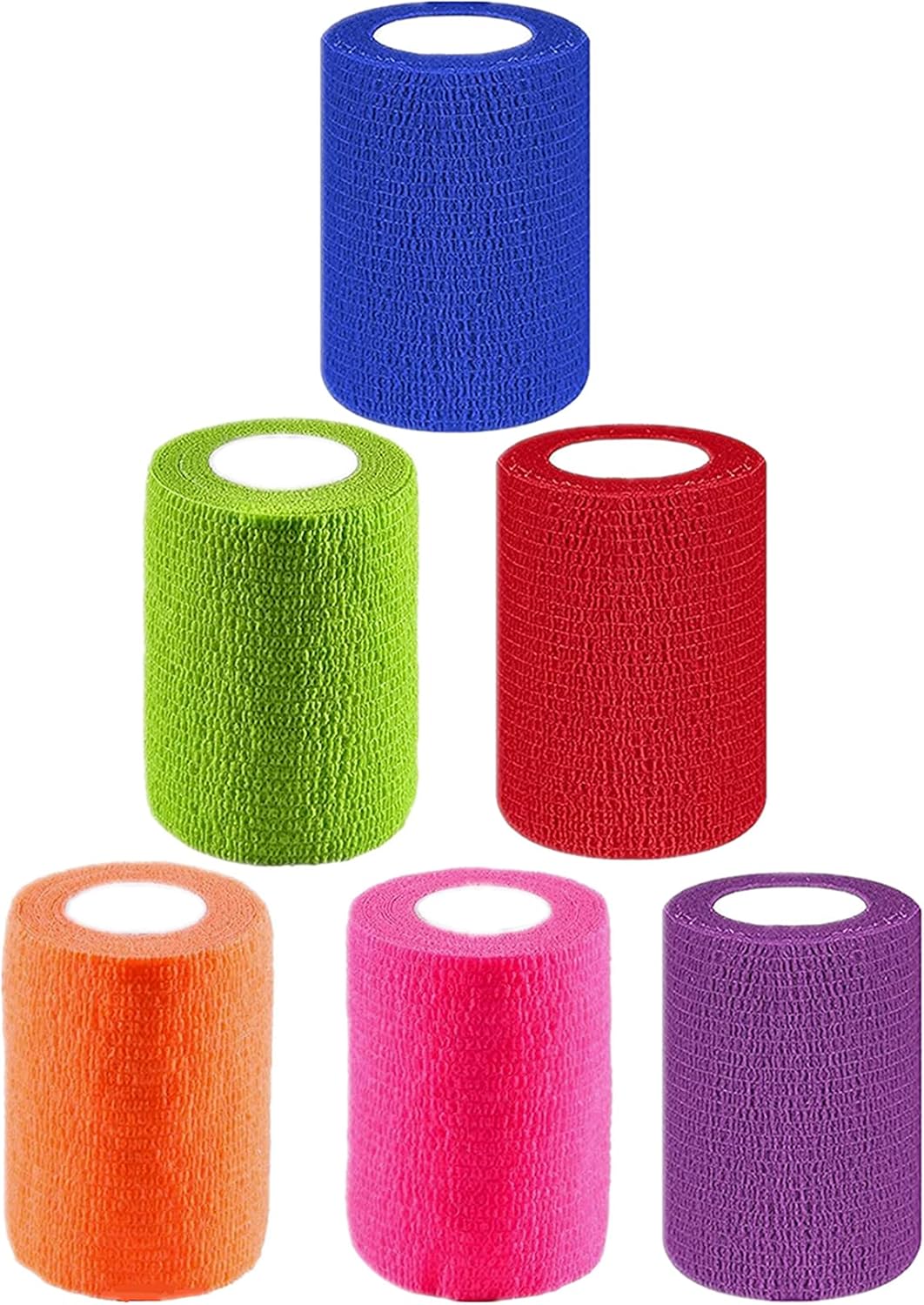 6 Pack 3" x 5 Yards Self Adhesive Bandage Wrap Breathable Cohesive Vet Wrap for Pets, Elastic Self-Adherent Tape for Sports, Wrist, Ankle (Mixed Colors)