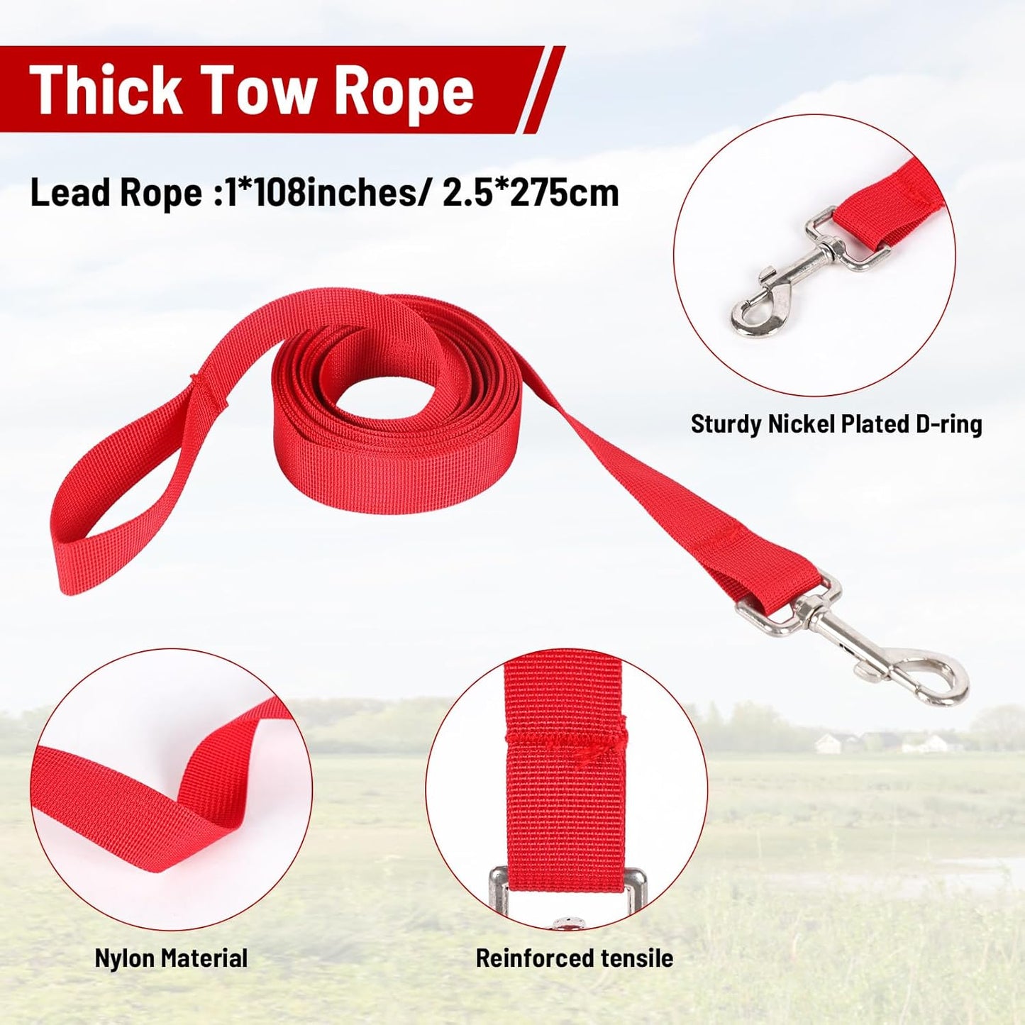 XUANNIAO Easily Adjustable Figure 8 Cow Halter, Double-Ply Premium Livestock Cattle Halters, Colorful Cow Utility Calf Halter with Leading Rope for Miniature Horse Donkey Goat Foal (Small, Red)