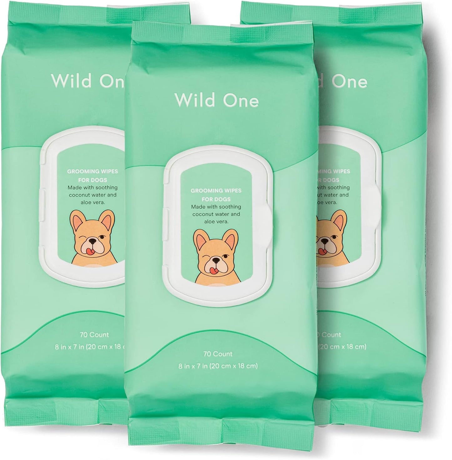 Wild One, Eucalyptus Natural Dog Grooming Wipes, Cruelty-free, resealable lid, 70 wipes per pouch, 210 Count