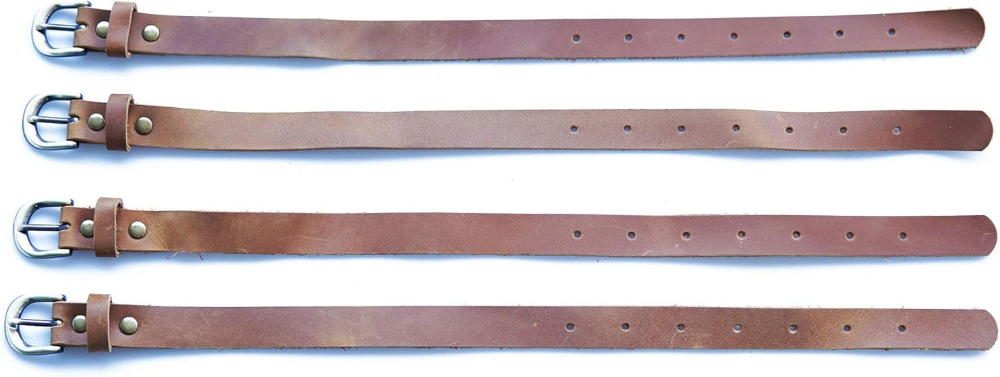 Jeereal Genuine Leather Stirrup Straps (4 Pack) with Metal Buckle Adjustable Length