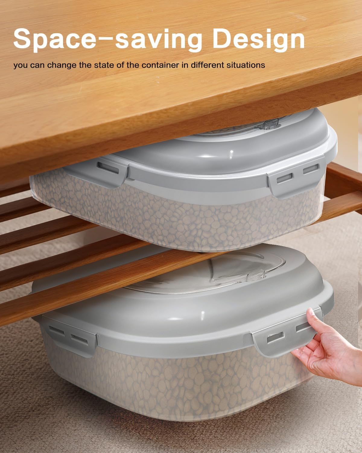 ANVS Dog Food Storage Container - Collapsible Dog Food Container with Airtight Lids, Scoop and 2.5L Small Pet Food Storage Container Dry Food For Dog, Cat and Other Pet Food (Transparent, 30 lbs)