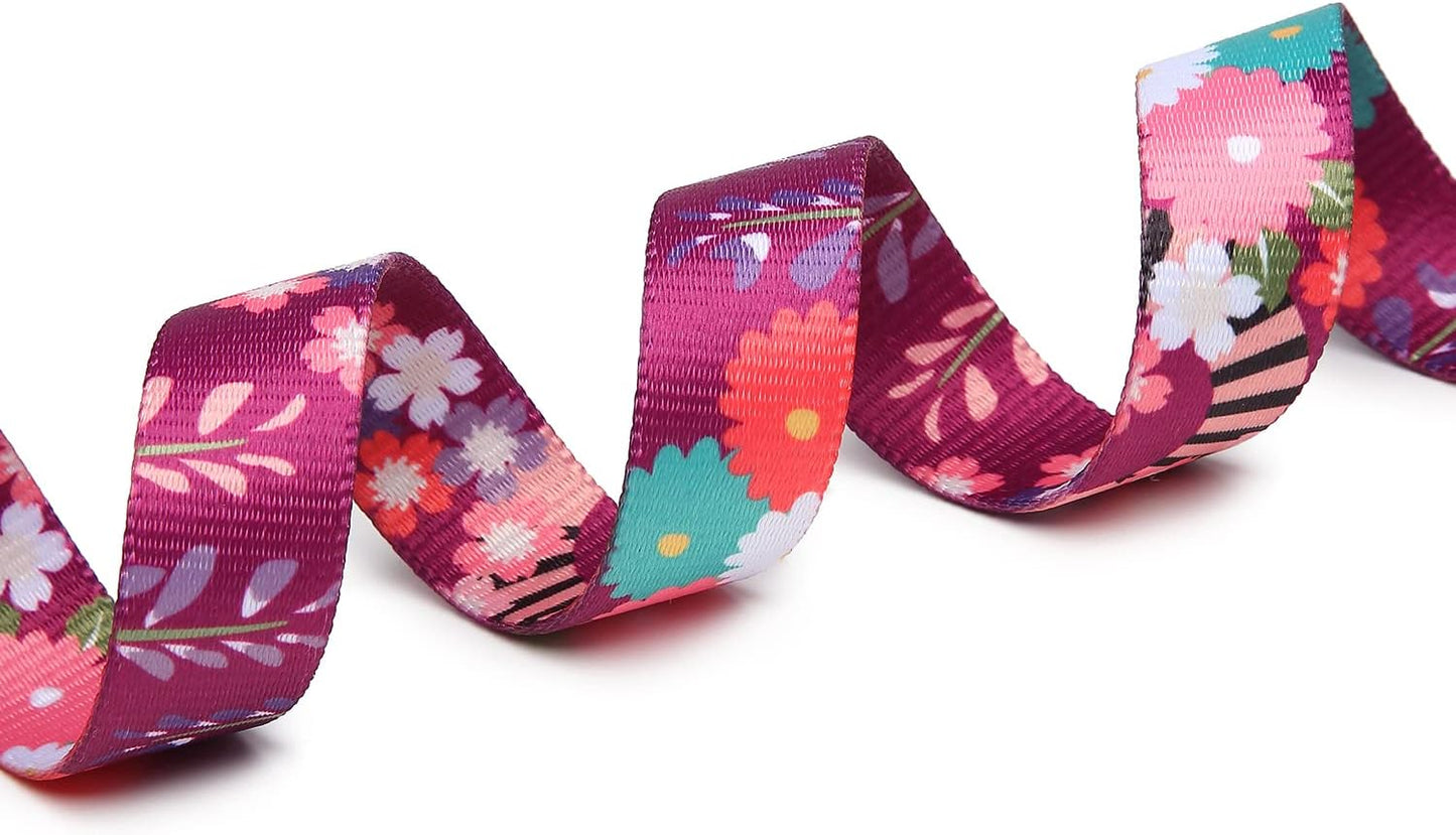 Mercano Adjustable Dog Collar - Special Design Patterns, Soft Nylon Comfortable Durable Pet Collar for Small Medium Large Dogs (S, Colorful Flower)