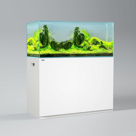 LANDEN Aquarium Stand and Cabinet, for up to 105Gal Tank, Fish Tank, Nano Foam Leveling Mat Included, Contemporary and Simple Design W47.2xD23.6xH31.49 in Wooden Matte White Painted (Stand Only)