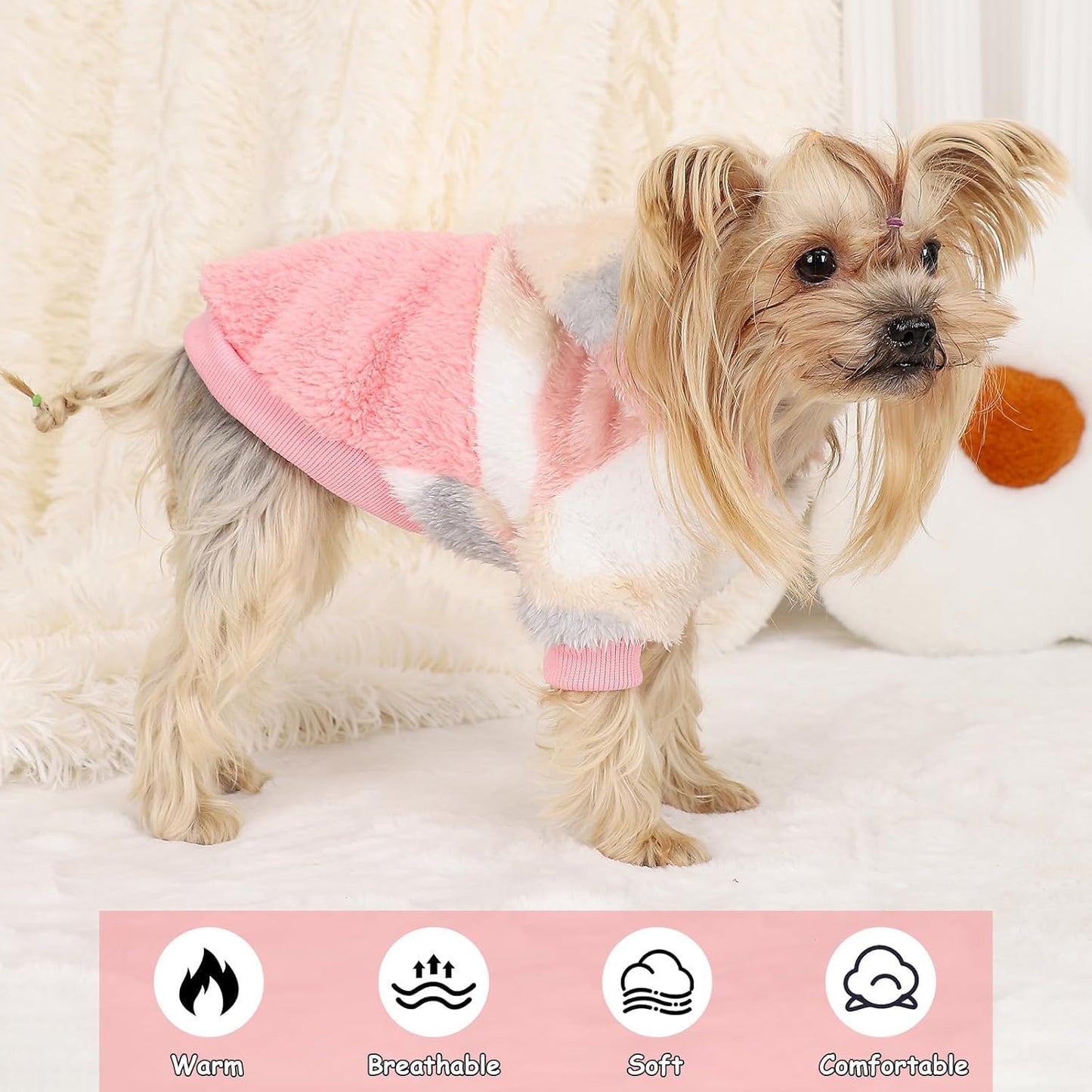 Medium Dog Sweater for Small Dogs Hoodies,Winter Clothes Boy Girl Male Female,Warm Fleece Hoodies Pet Coat Apparel Outfit (Medium, Pink