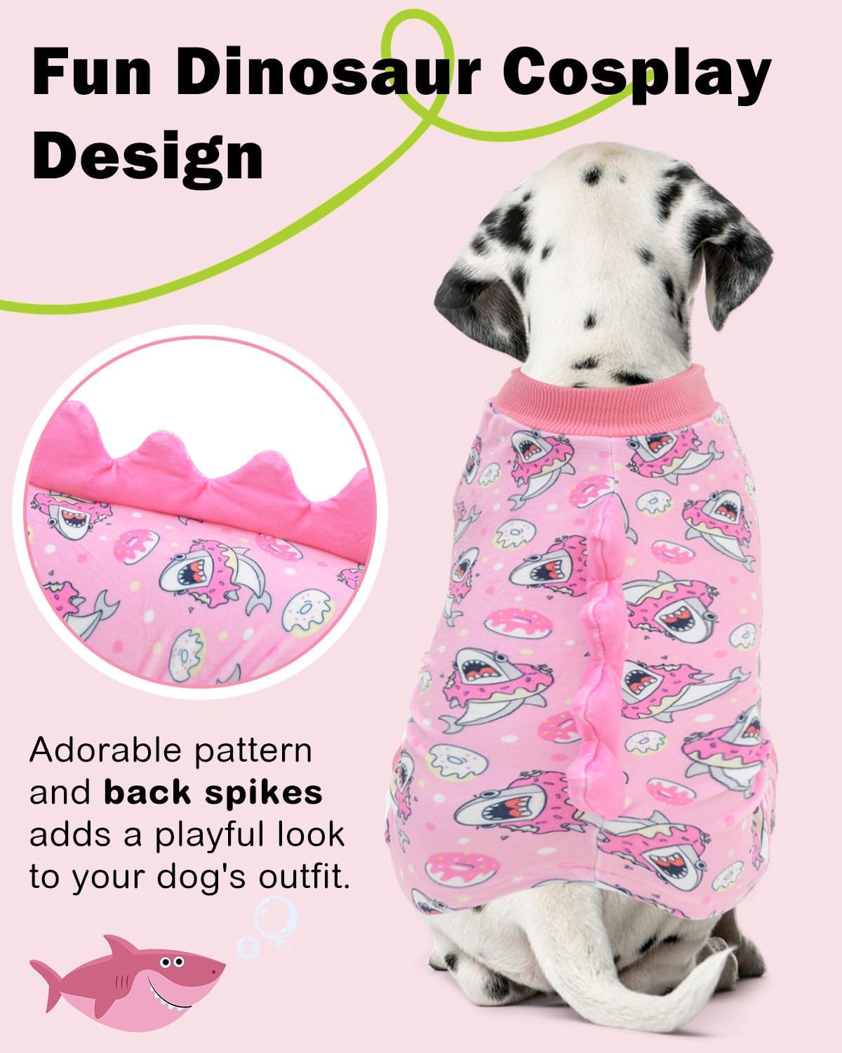 CuteBone Dinosaur Costume Dog Pajamas, Stretchy Spandex Crystal Velvet Sleepwear Coat for Small Dogs, Soft & Warm Pet Outfit Clothes for Cold Weather, Cozy Pullover Design COSP09XS