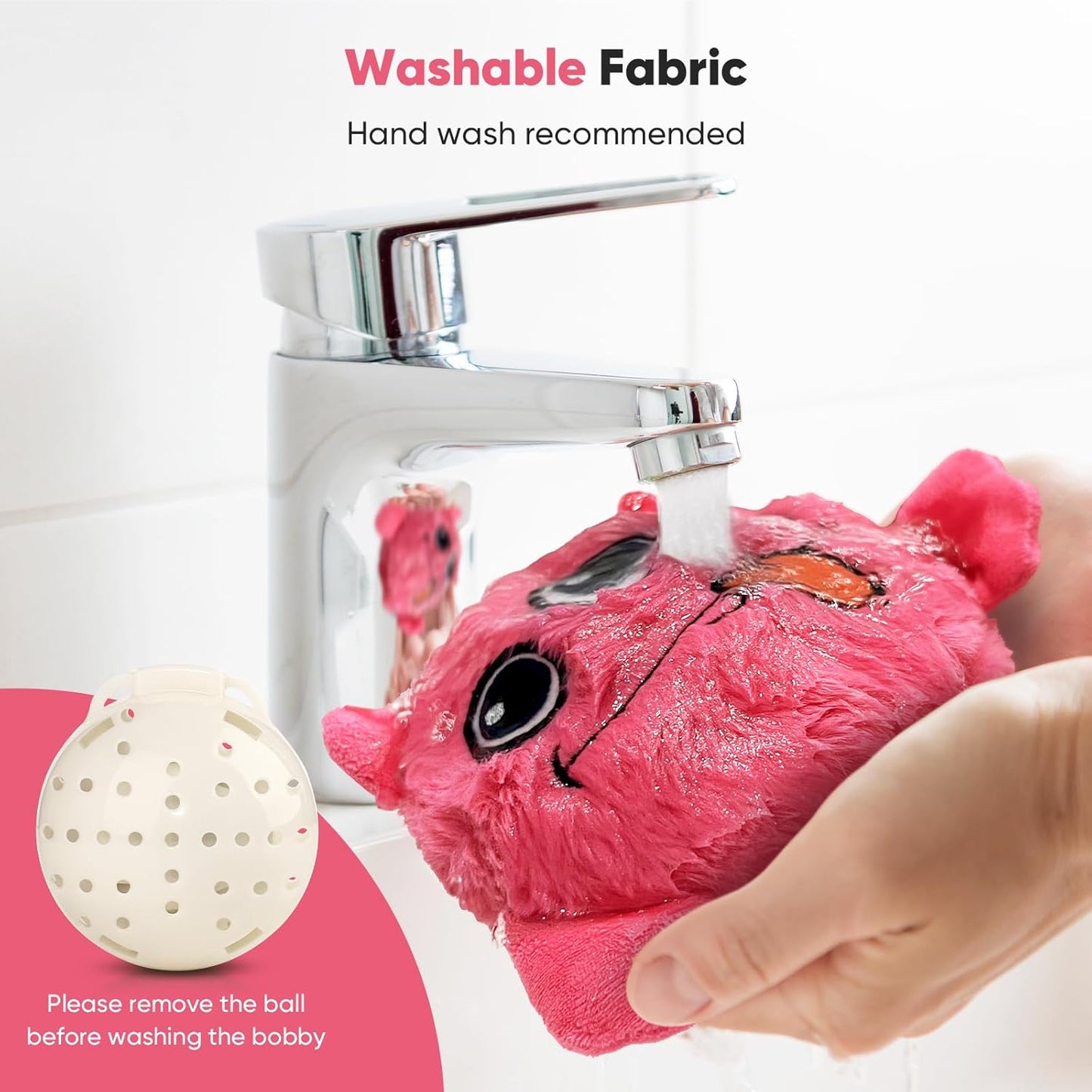 Petbobi Interactive Dog Toys for Boredom - Moving Dog Toy for Stimulating Play, Pet Plush Squeaky Ball for Small Medium Breeds with 4 Batteries, Pink