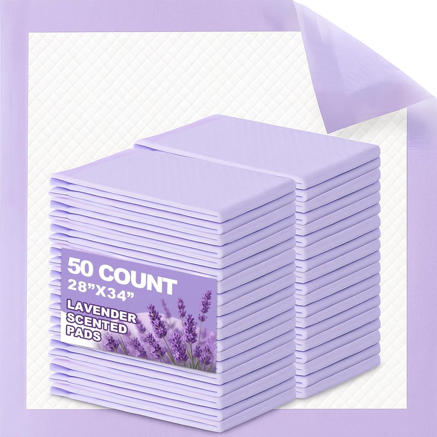 Lavender Scented Puppy Pads Extra Large, Super Absorbent Disposable Pee Pads for Dogs That Neutralize Odor, Wee Wee Pads / Potty Training Pads 28"x34" 50 Count