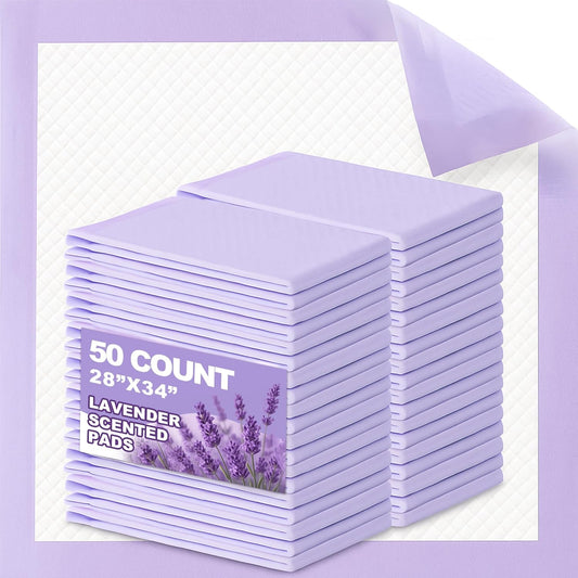 Lavender Scented Puppy Pads Extra Large, Super Absorbent Disposable Pee Pads for Dogs That Neutralize Odor, Wee Wee Pads / Potty Training Pads 28"x34" 50 Count