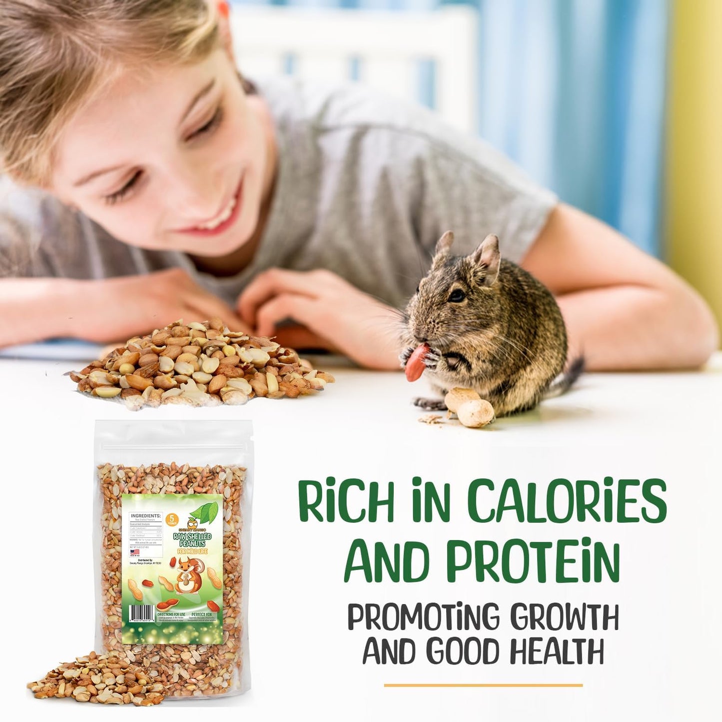 Premium Quality Raw Out of Shell Peanuts - 3 Pound - Shelled Peanuts for Birds – Wildlife Quality - Food for Squirrels, Deer, Birds, and Other Wildlife Animals – Grown in The USA