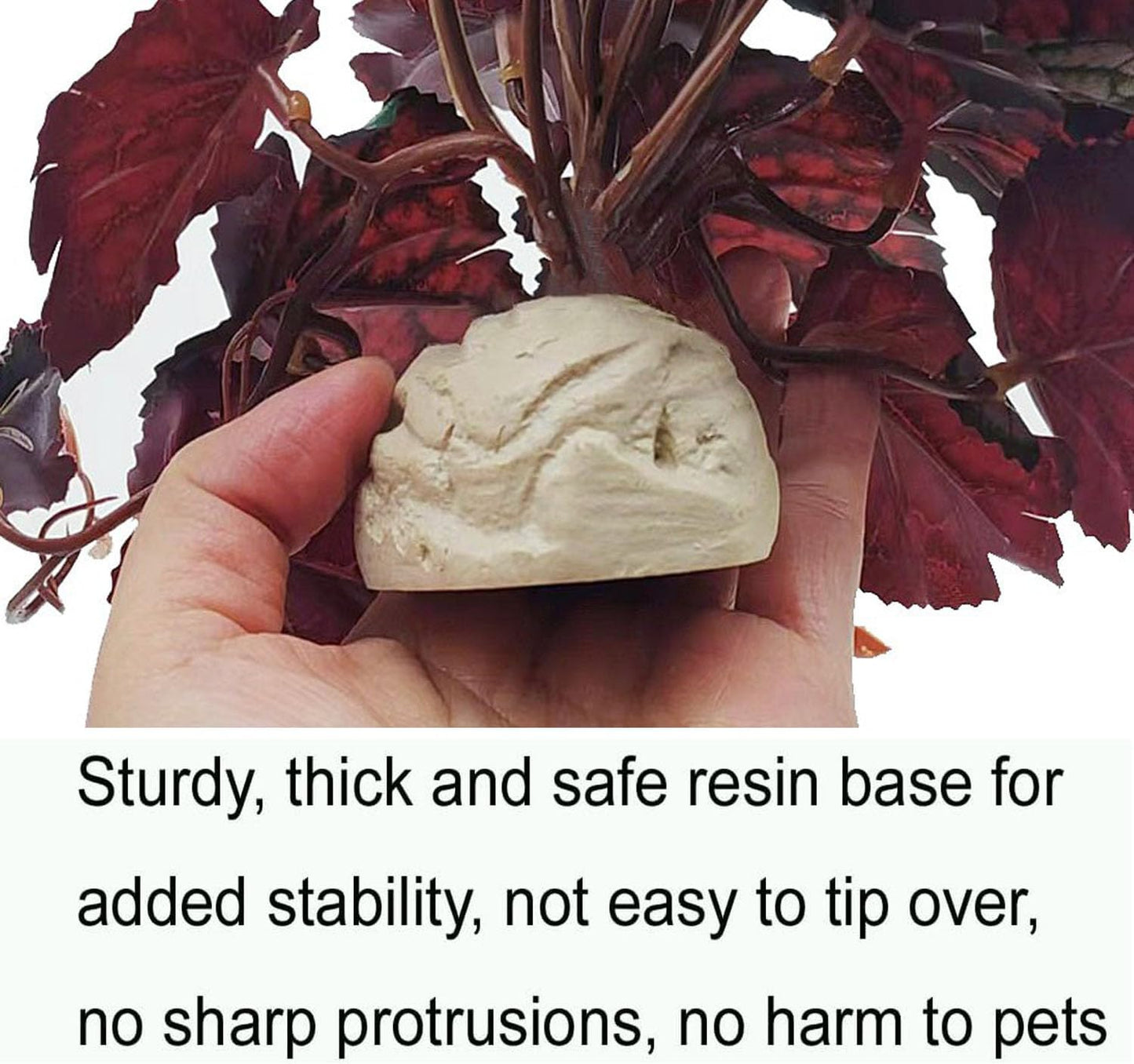 Reptile Plants for Terrarium Decor,Amphibian Habitat Decor,Artificial Plants for Gecko Chameleon Snake Tortoise Tank Accessories with Base (Green heuchera micrantha)