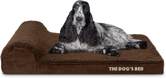 The Dog’s Bed Orthopedic Headrest Dog Bed Med Brown 34x22, Memory Foam, Pain Relief for Arthritis, Hip & Elbow Dysplasia, Post Surgery, Lameness, Veterinary Approved, Waterproof Washable Cover