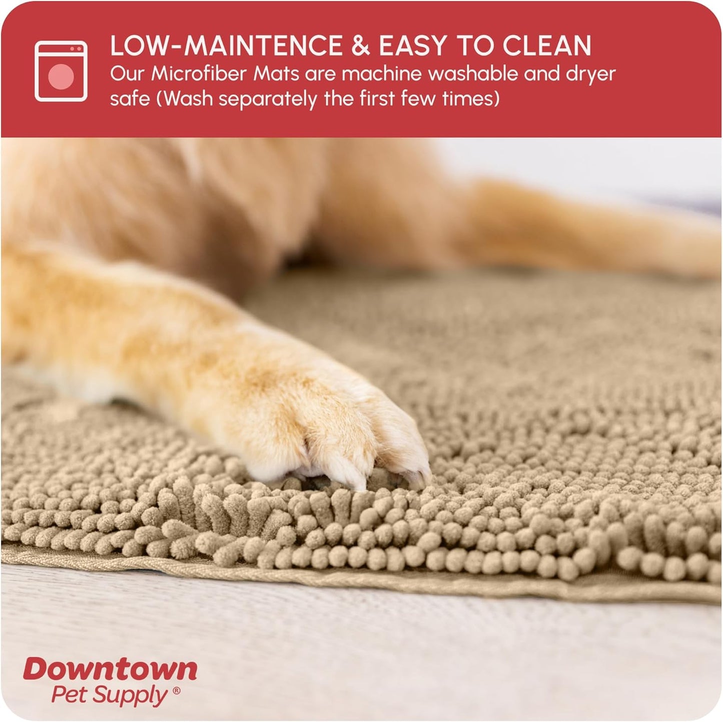 My Doggy Place Microfiber Dog Mat for Muddy Paws, 8' x 2' Oatmeal - Non-Slip, Absorbent and Quick-Drying Dog Paw Cleaning Mat, Washer and Dryer Safe - Hallway Runner