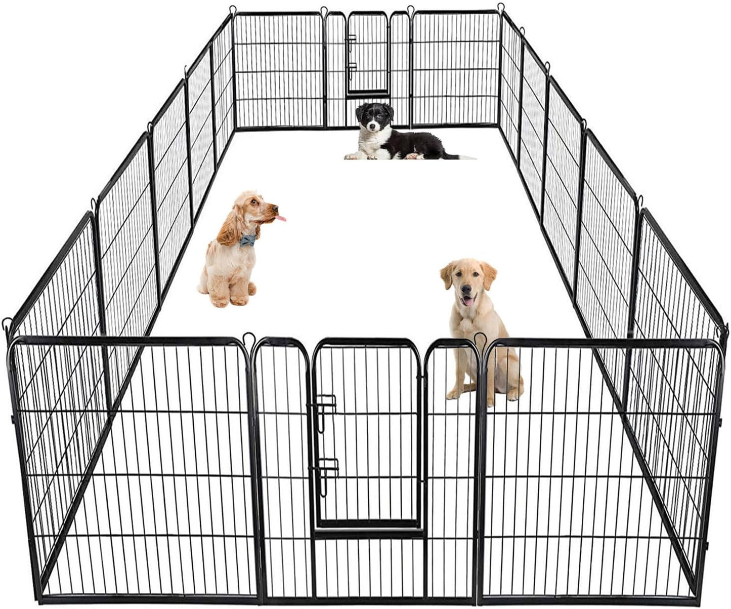 BestPet Dog Playpen Indoor 40 inch 16 Panels Metal Dog Pen Pet Dog Fence Outdoor Exercise Pen with Doors,Pet Puppy Playpen for RV Camping Yard, Black