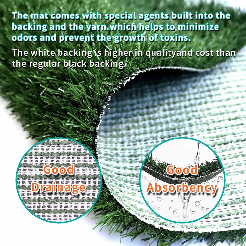 Artificial Grass Pad with Tray - 16"x20" Dog Potty for Puppy Training - with 2 PCS Reusable Replacement Fake Grass Pee Pads, Indoor/Outdoor Small Dog Litter Box for Apartment or Balcony/Patio
