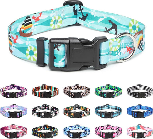 Mercano Adjustable Dog Collar - Special Design Patterns, Soft Nylon Comfortable Sturdy Pet Collar for Small Medium Large Dogs (XS, Sail)