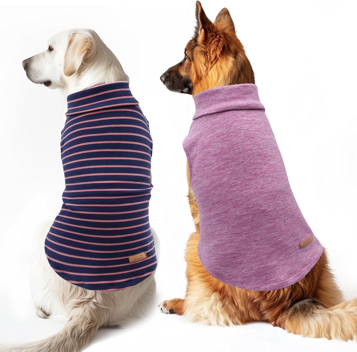 KYEESE 2Pack Dog Sweater Pullover Dog Sweaters for Large Dogs Warm Dogs Clothes Stretchy Pet Sweater Large Size Pets Comfy Turtleneck Pet Coats Soft Pets Sweatshirt