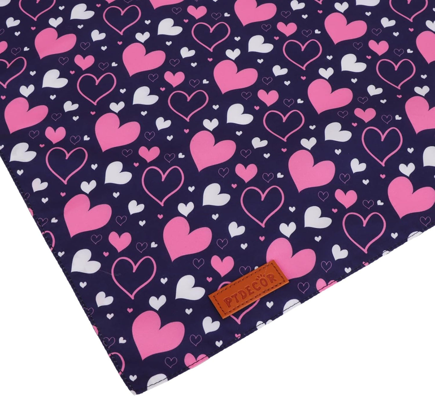 PTDECOR Valentine Dog Bandana, White Purple Love Heart Design Reversible Dog Scarf, Triangle Valentine Bandanas for X-Large Pets (X-Large)