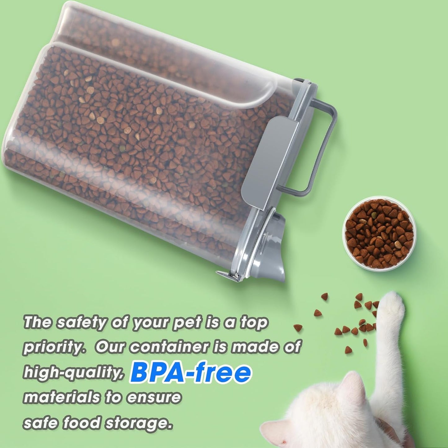 TBMax 2 Pack Cat Dog Food Storage Containers 10 to 14 Lbs, Portable Travel Pet Container Dispenser with Easy-Pouring Spout & Cup, Airtight Bird Seed Container Dog Treat Storage Bin