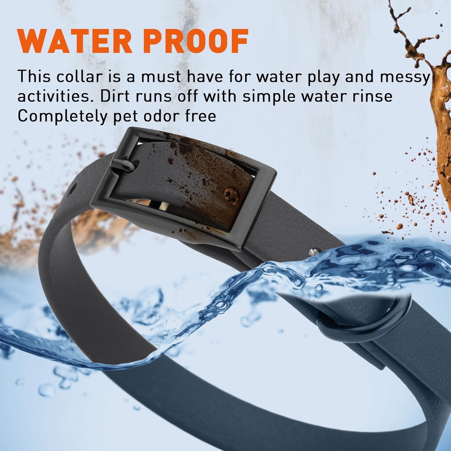 Dogline Biothane Waterproof Dog Collar Strong Coated Nylon Webbing with Black Hardware Odor- Proof for Easy Care Easy to Clean High Performance Fits Small Medium or Large Dogs, Black