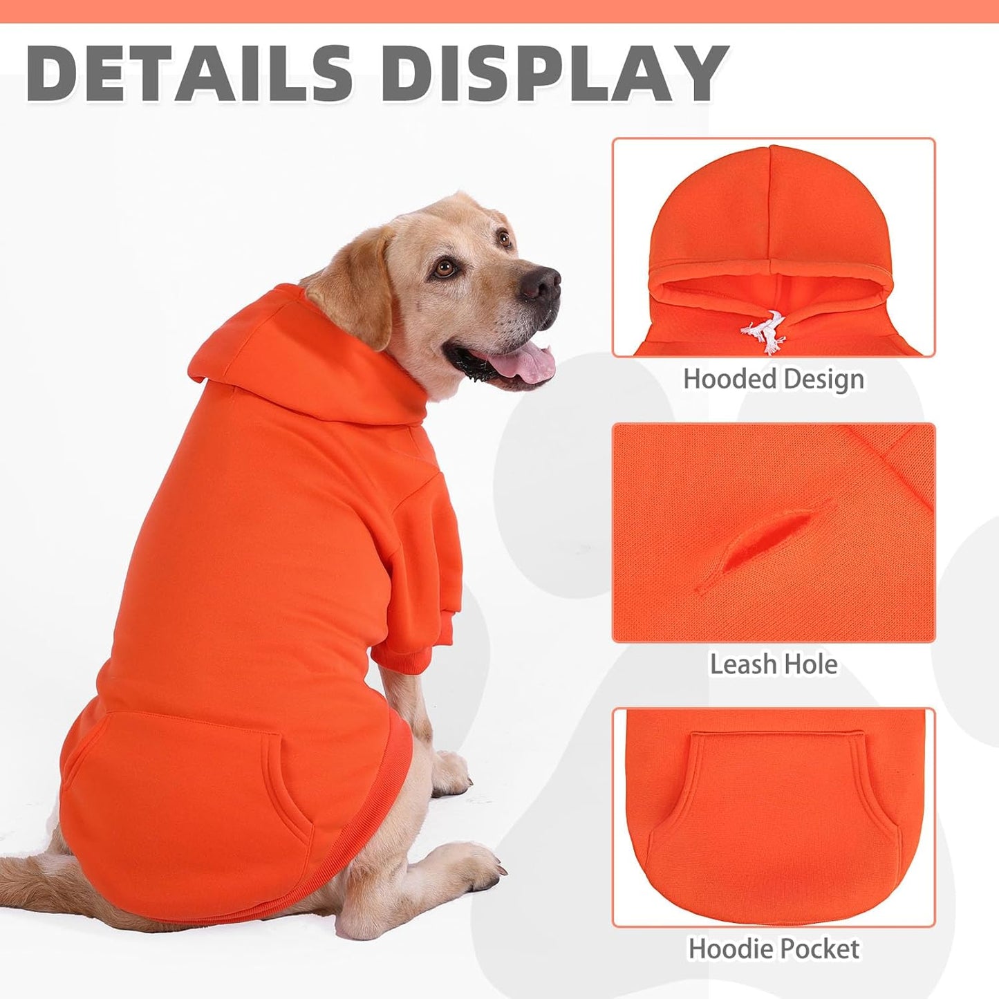KOOLTAIL Fall Dog Hoodie - Soft & Warm Dog Thanksgiving Sweater with Leash Hole and Pocket, Pet Winter Coat, Cold Weather Clothes Sweatshirt for Small Medium Large Dogs Puppy Cat Boys Girls, Orange XL