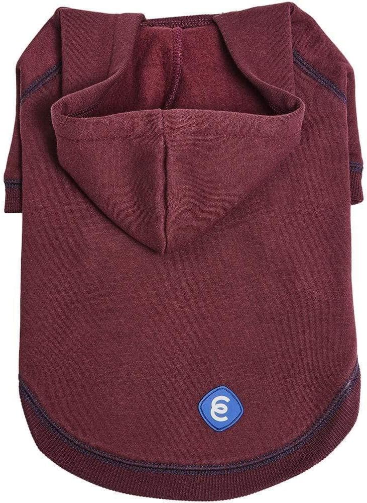 Blueberry Pet Essentials Hoodie – 20″ Cotton-Blend Sweatshirt with Hood, Burgundy Red, Machine-Washable Small-Dog Jersey