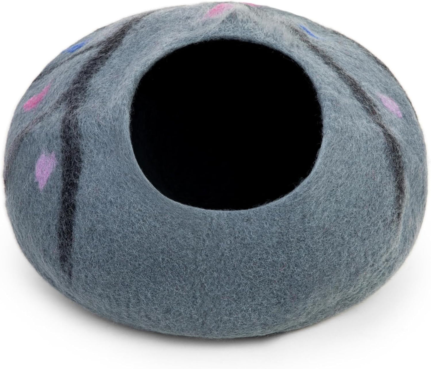 Woolygon Premium Felt Cat Cave Bed – Wool Kitty Beds Handcrafted Kitten Caves Bed for Indoor Cats - Made from 100% Eco-Friendly Merino Wool, Foldable Cat Hidewawy Covered Cat Houses (Enchanted Tree)