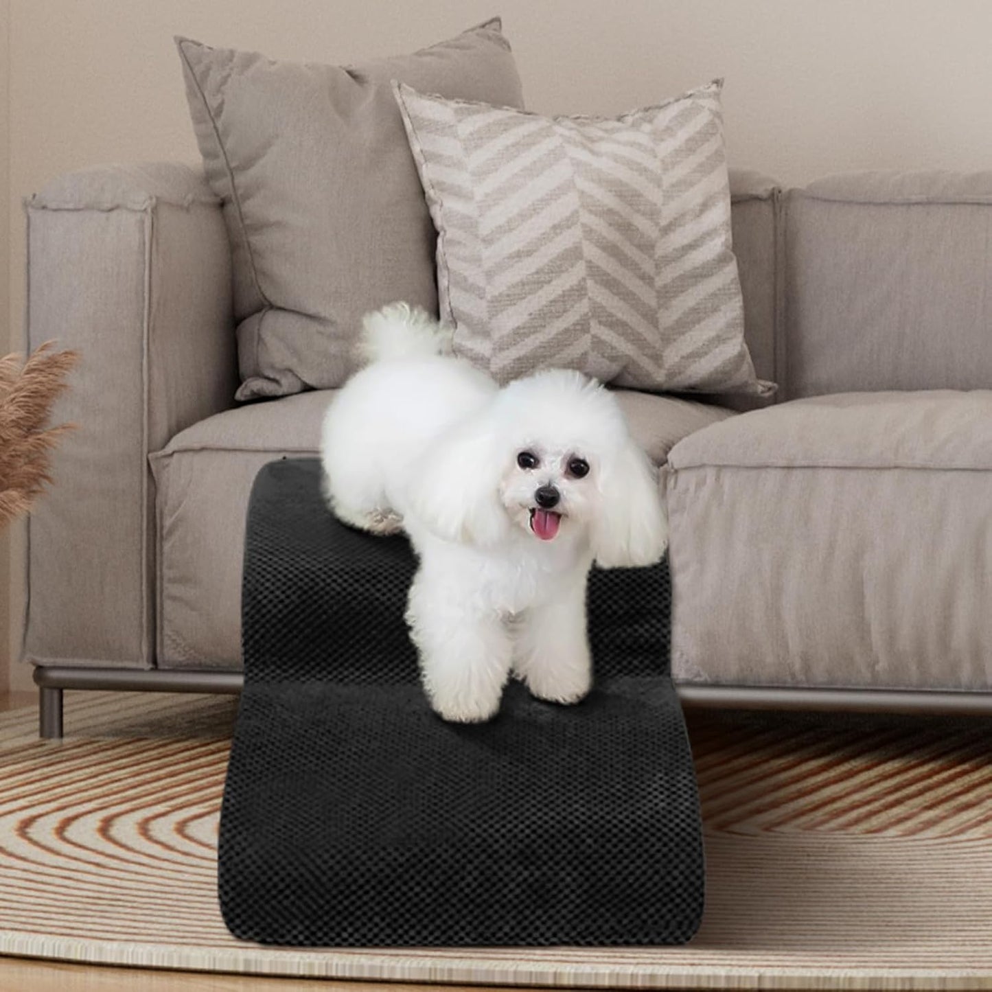 Dog Stairs for Small Dogs - High Density Foam Pet Steps, Extra Wide Dog Ramp with Non-Slip Bottom for High Beds, Couch and Sofa, Best for Dogs Injured, Older Doggy Cats,2 Steps, Black