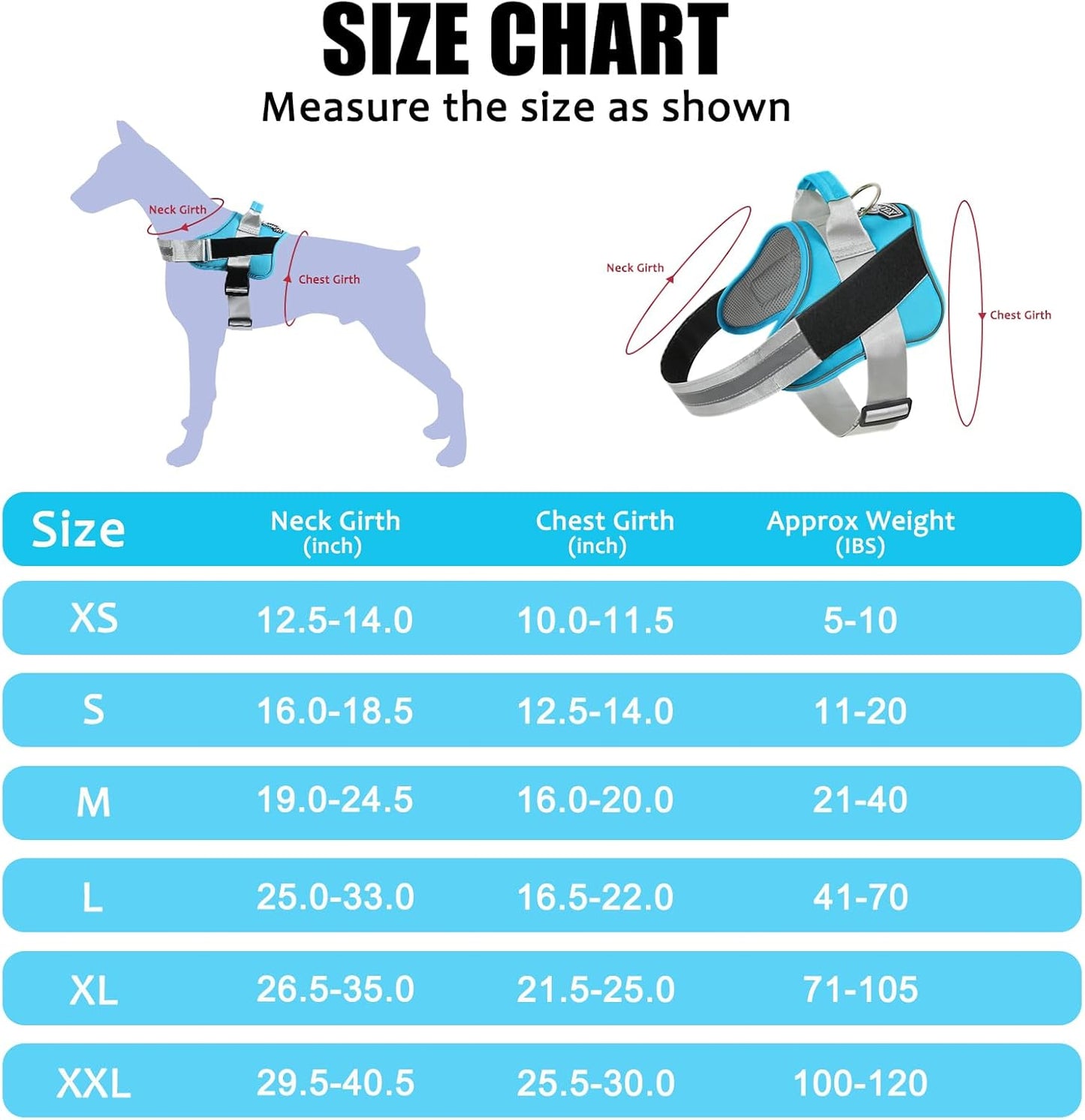 Bolux Dog Harness, No-Pull Reflective Dog Vest, Breathable Adjustable Pet Harness with Handle for Outdoor Walking - No More Pulling, Tugging or Choking (OceanicBlue, X-Small (Pack of 1))