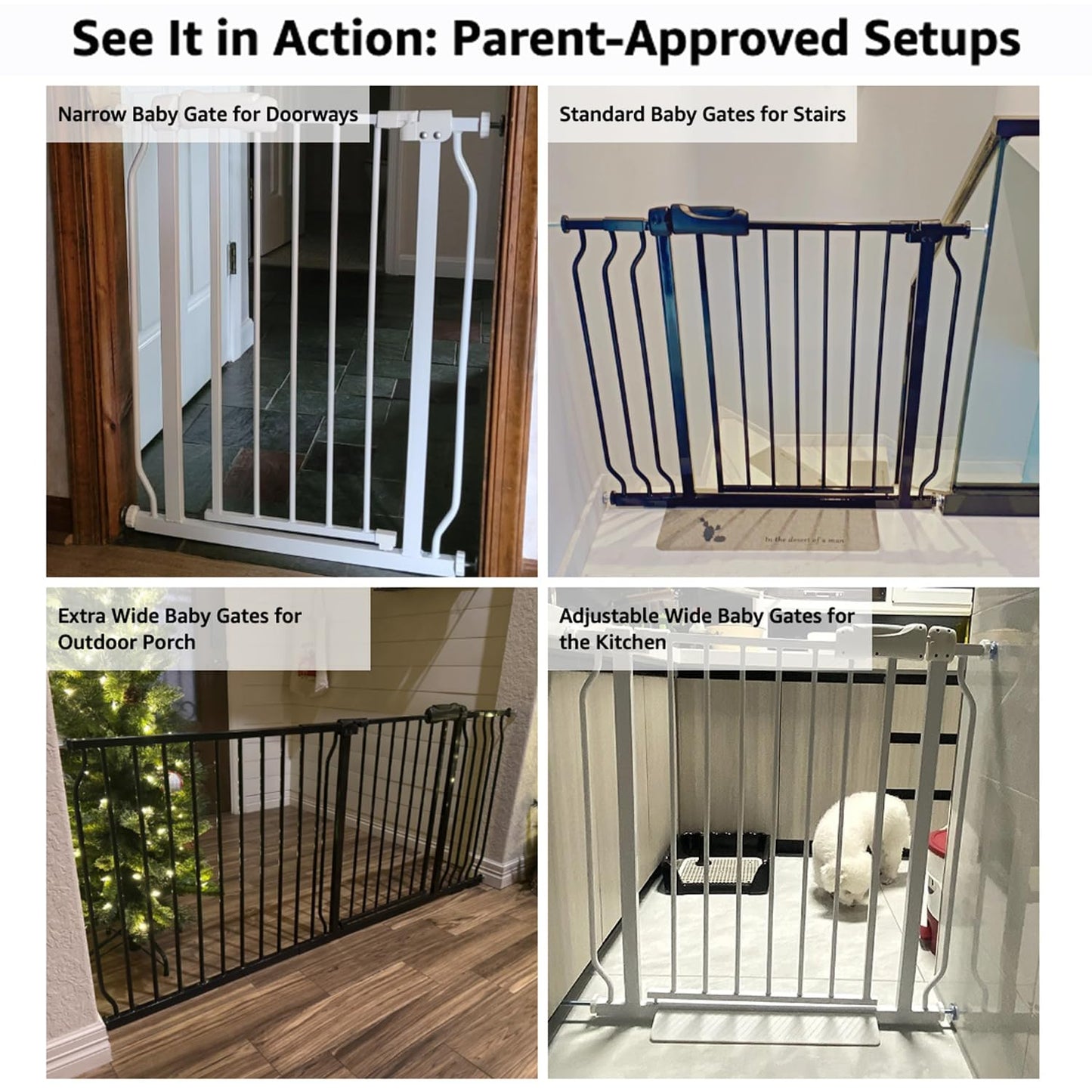 Baby Gates Extra Wide 48-53 Inch Large Baby Gate for Stairs Tension Pet Dog Gates Indoor for Doorways No Drilling Pressure Mounted Pet Gates for Kids