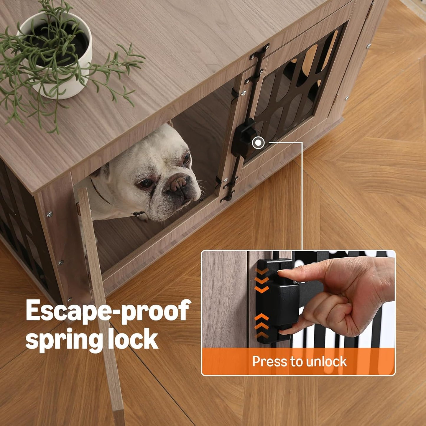 Amazon Basics Heavy Duty Dog Crate Furniture for Small Dogs, Wooden Decorative Dog Kennel Cage Indoor with Safety Lock, 32.5" L x 25.6" W x 21.9" H