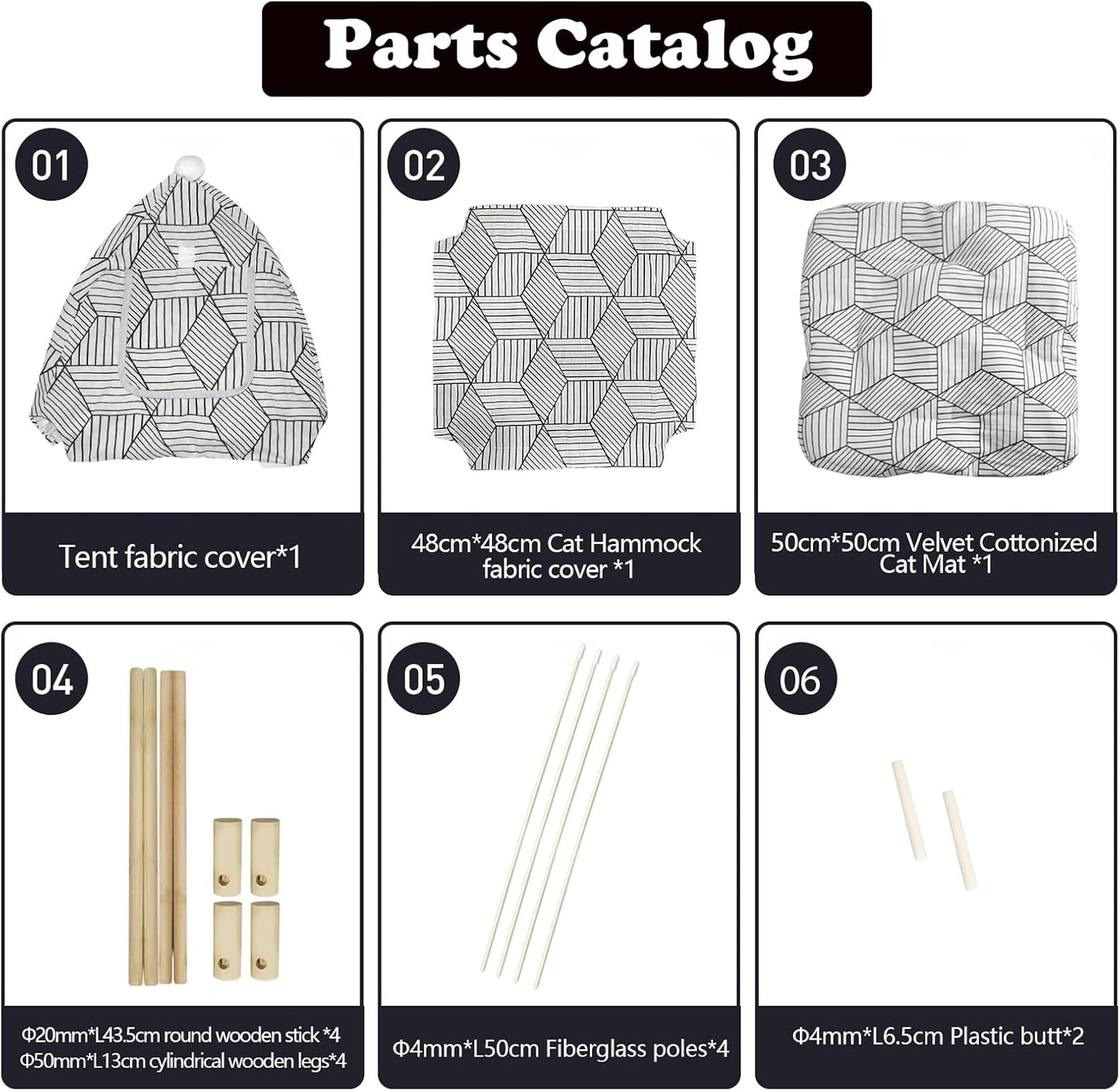 2-in-1 Elevated Cat Tent Cat House, Quick Assembly and Disassembly, Portable Indoor/Outdoor Cute Cat Bed Cave-White Diamond Pattern