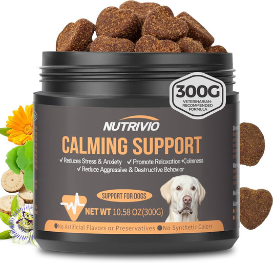 Calming Chews for Dogs with Melatonin Dog Calming Treats - Anxiety and Stress Relief Treats Melatonin Bites Sleep Aid for Small/Medium/Large Dogs Chicken Flavor-300g