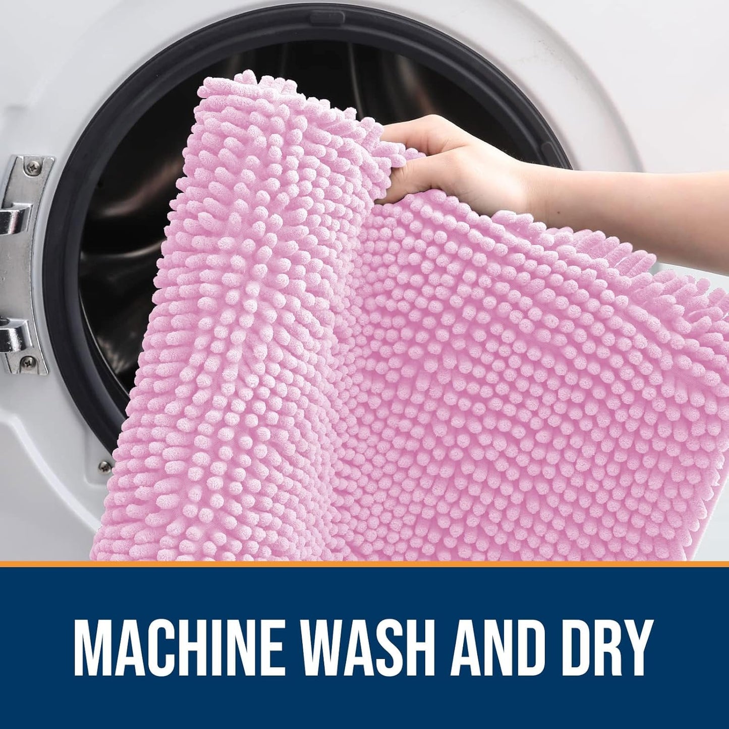 OLANLY Dog Door Mat for Muddy Paws 24x16, Absorbs Moisture and Dirt, Absorbent Non-Slip Washable Doormat, Quick Dry Chenille Mud Mat for Dogs, Entry Indoor Entryway Carpet for Inside Floor, Pink