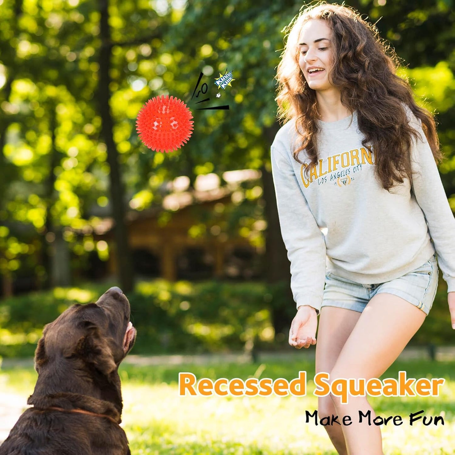 Petizer 2-Pack 4.5" Squeaky Dog Toy Balls, Floating Pool Balls, Spiky Balls, Interactive Fetch Toys for Puppy, Chew Toys (Large Dog)