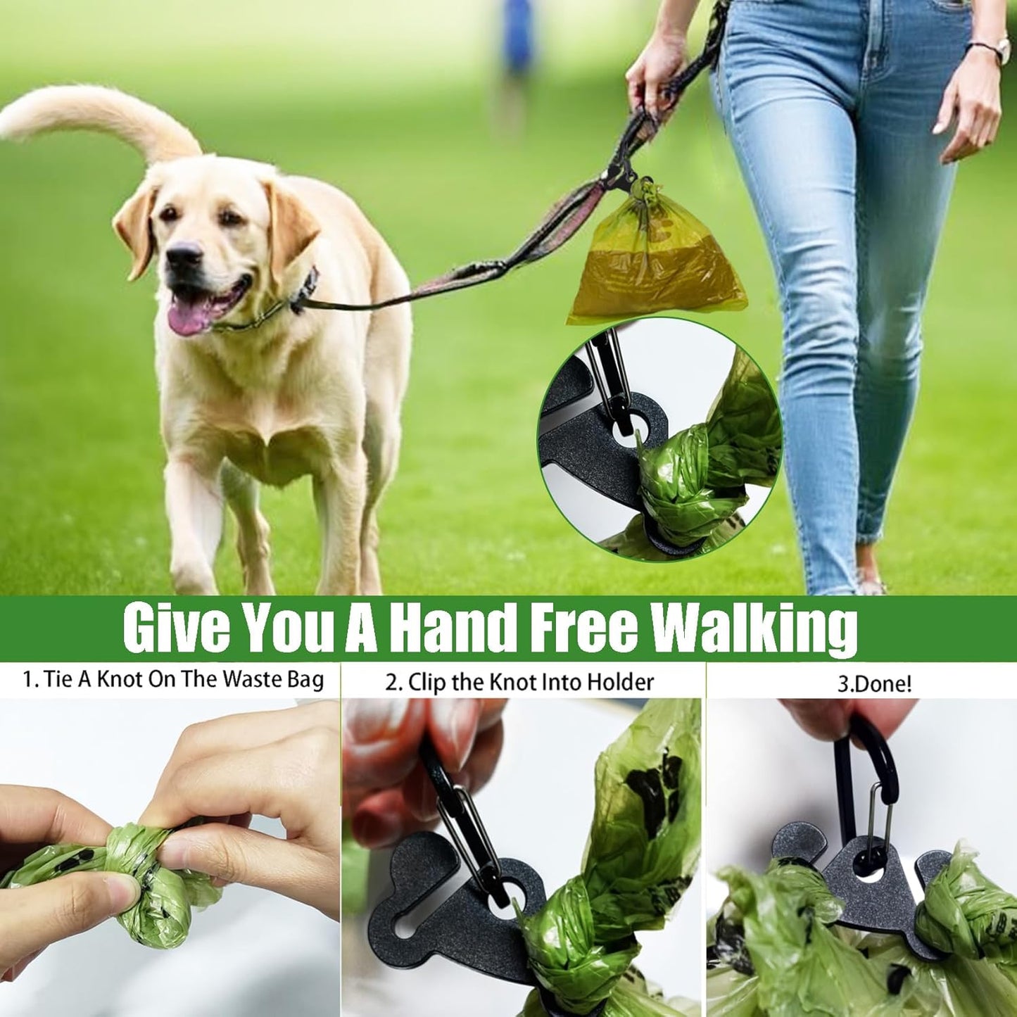 Dog Waste Bag Dispenser Dog Poop Bag Dispenser for Leash Accessory dog Poop Bag Holders Fits Dog Leash Include Hand Free Holder, Khaki, No-KaqiXYB