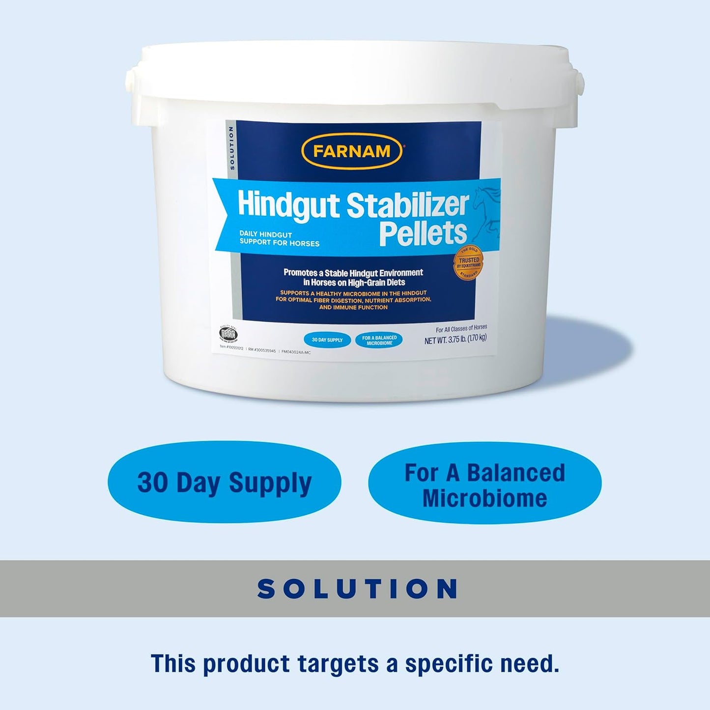 Farnam Hindgut Stabilizer Pellets, Daily Digestive & Immune Supplement for Horses Helps Maintain a Balanced Microbiome for Optimal Digestion