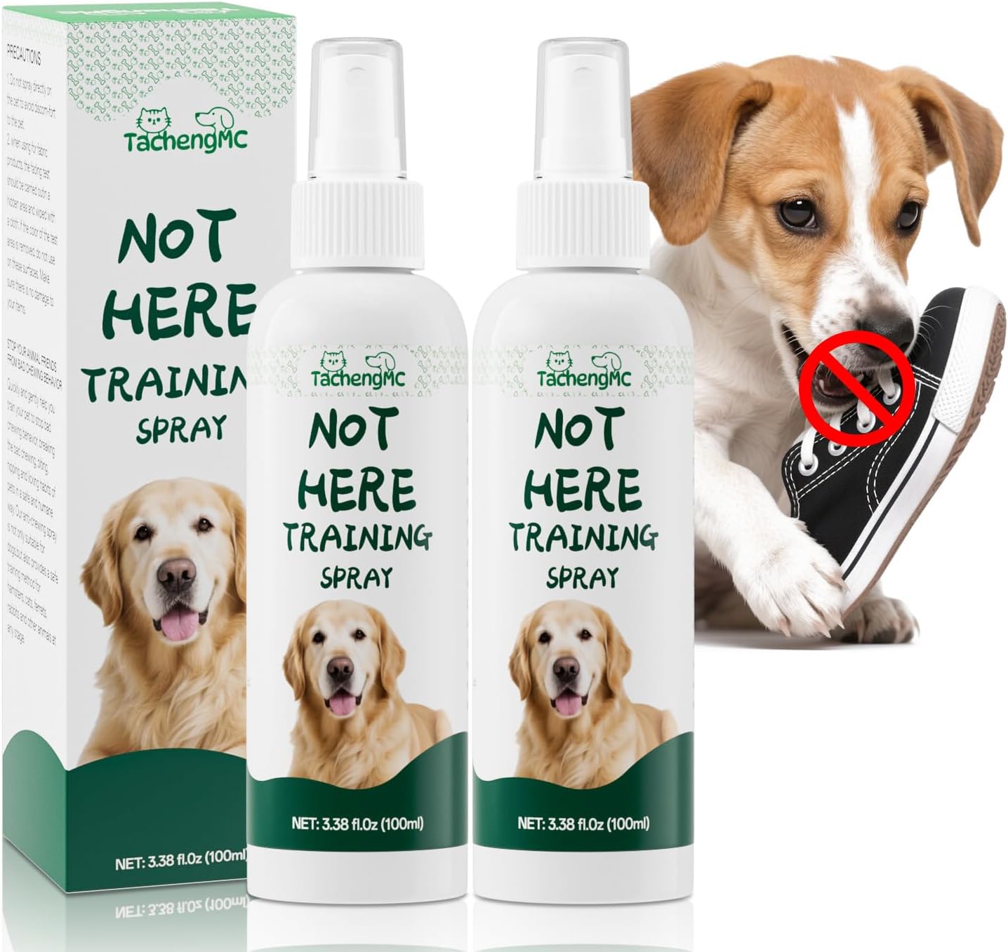 No Chew Spray for Dogs, Bitter Apple Deterrent to Stop Chewing, Licking and Biting on Furniture, Shoes and Plants, Alcohol Free Puppy Training Aid for Indoor and Outdoor Use, 2 Pack 100 ml