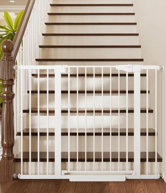 Cumbor 36" Extra Tall Baby Gate for Stairs, 29.7-48" Wide Dog Gates for Doorways, Auto Close Safety Gate for Babies and Pets, Easy Install, Pressure Mounted, Fits Doorways, Stairs, Entryways, White