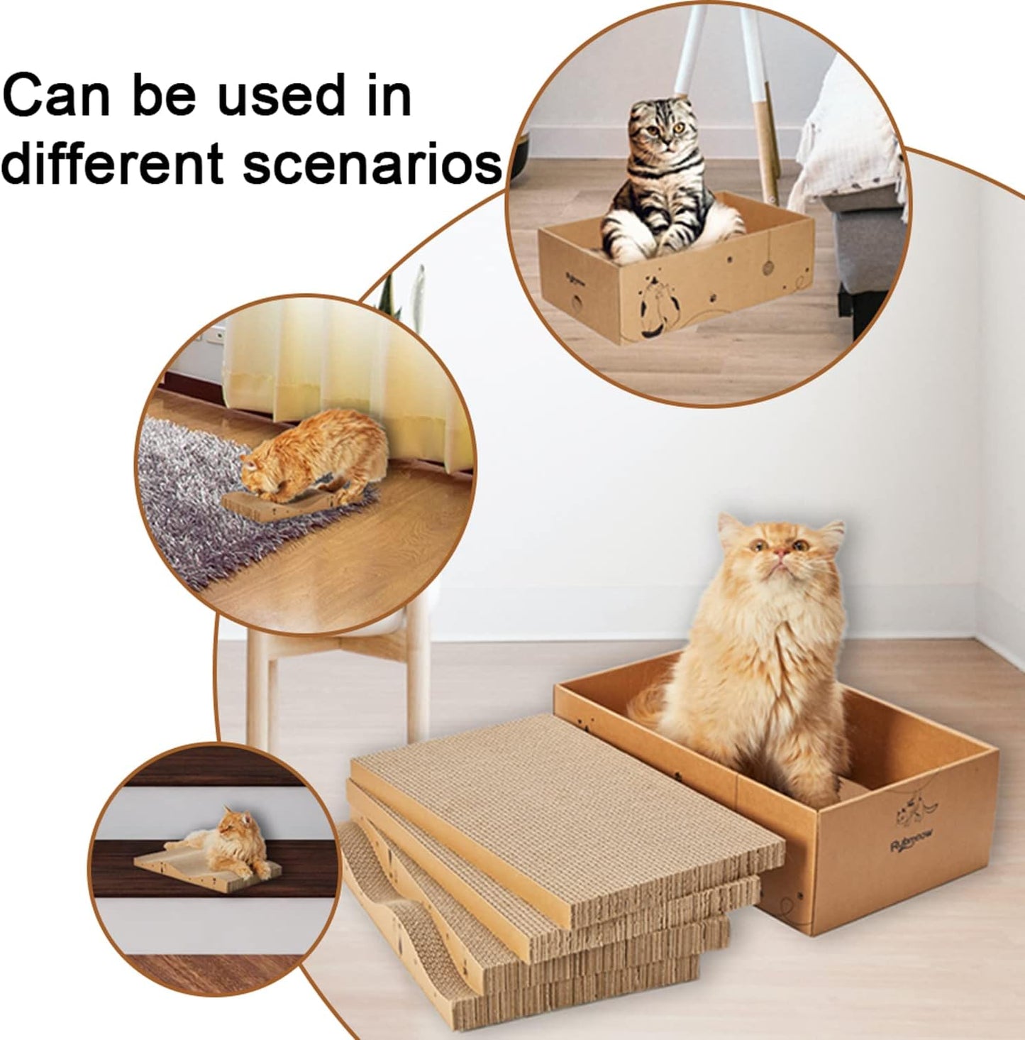 Cat Scratcher Cardboard Pad Scratch Box,4pcs Scratching Board for Indoor Cats,Reversible Durable with Catnip
