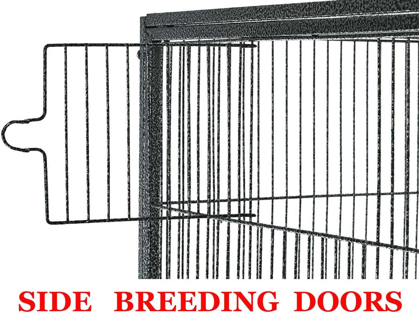Extra Large Double Stacker Breeding Flight Bird Wrought Iron Separate Parrot Bird Cage Side Nesting Box Doors Easy Clean Pull Out Metal Grate Tray and Removalbe Rolling Stand