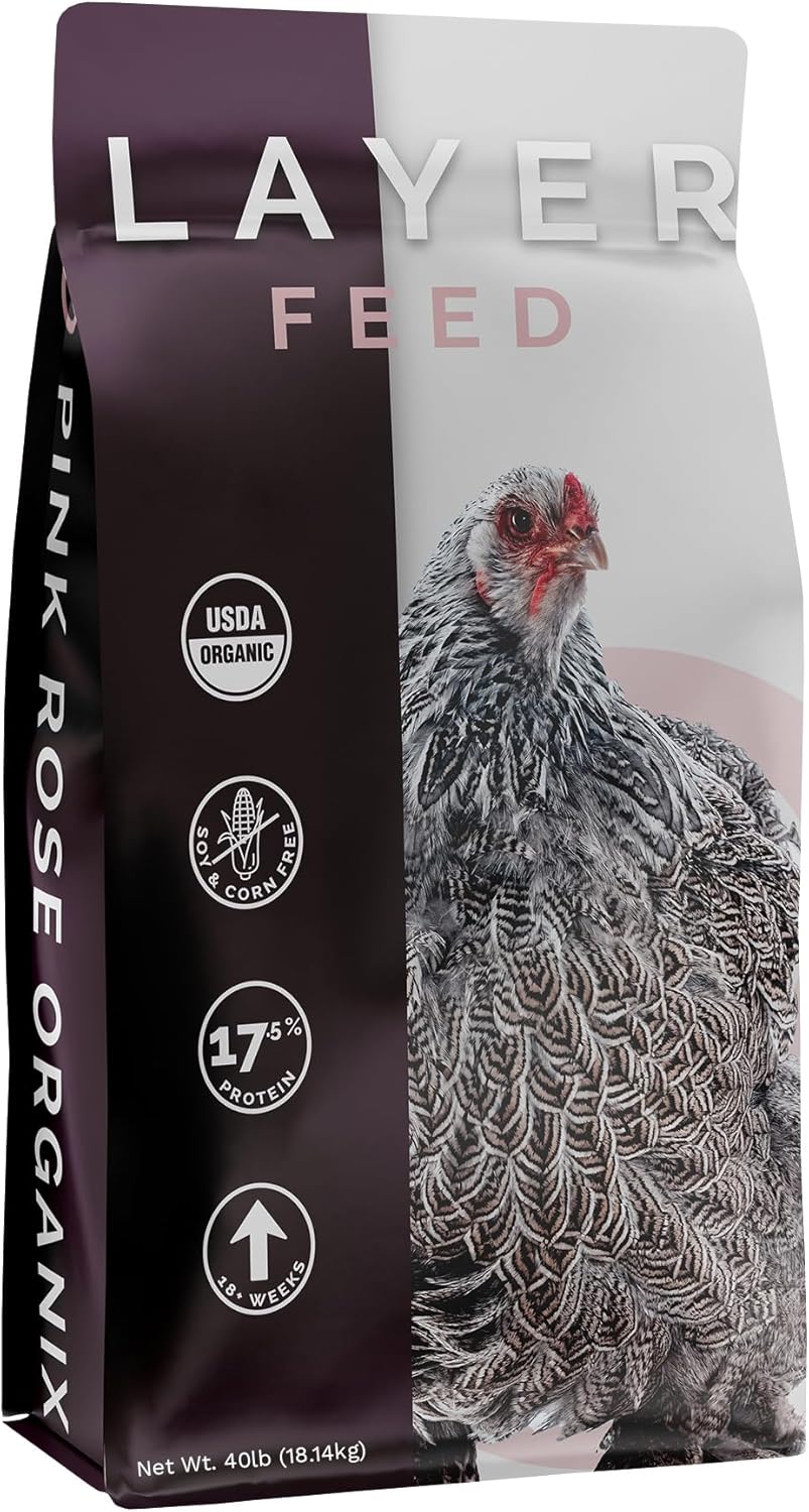 Layer Pellet Feed, 40lbs - Non-GMO, High-Protein Poultry Feed for Healthy Hens & Nutritious Eggs, 17.5% Protein - USDA Certified Organic Blend, Soy & Corn-Free
