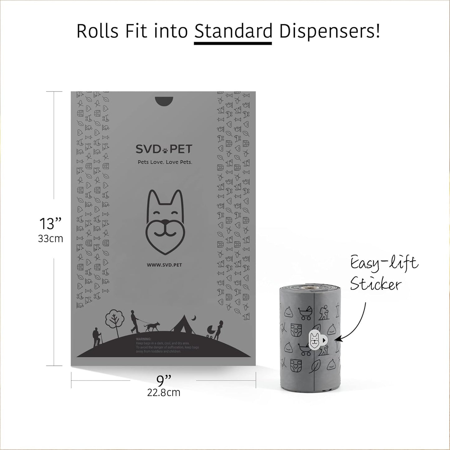 SVD.PET [2-Pack] Retractable Waste Bag Dispensers Gift Set, 2 Pet Waste Bag Holders with 60 large Waste Bags, Dog Walking Accessory Gift Value Pack (Black & Primrose Pink)
