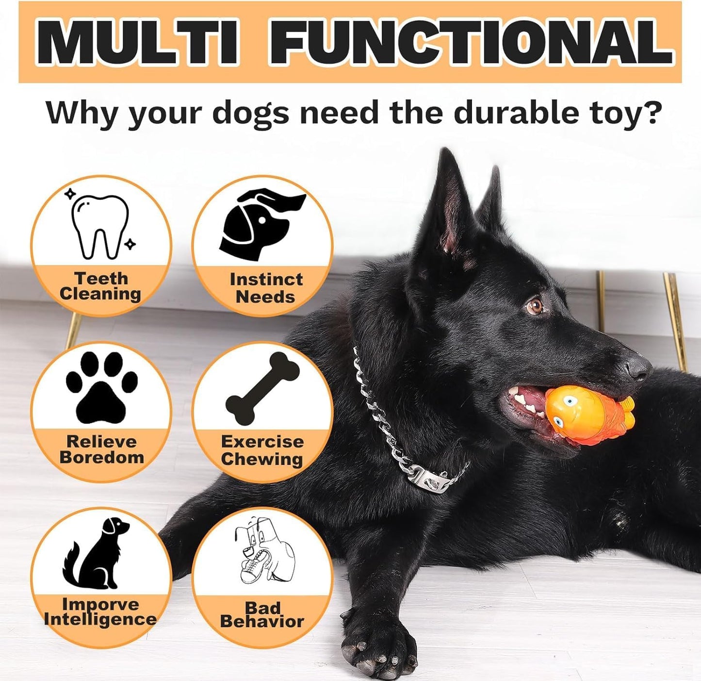 WinTour Indestructible Dog Toys for Aggressive Chewers, Tough Chew Toys for Medium & Large Breeds, Squeaky and Durable Chewers for Large Dogs